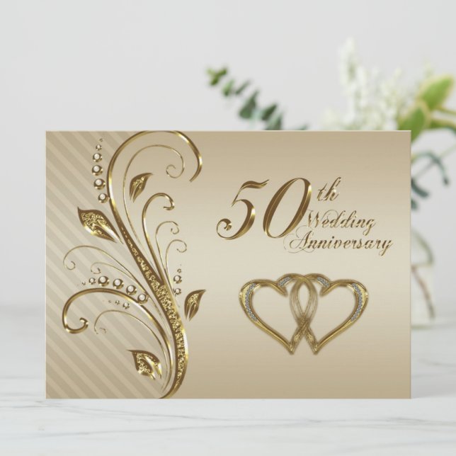50th Wedding Anniversary Invitation Card (Standing Front)