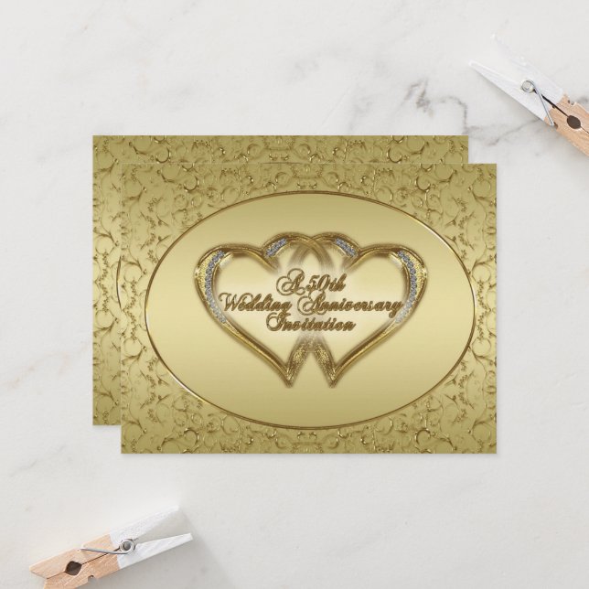 50th Wedding Anniversary Invitation Card (Front/Back In Situ)