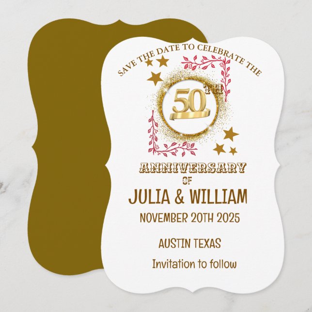 50th wedding anniversary invitation card  (Front/Back)