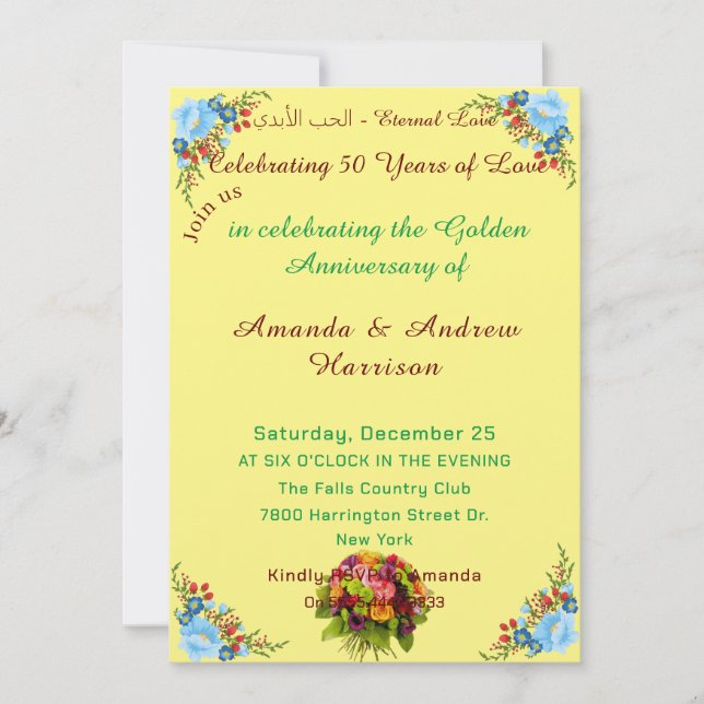 50th Wedding Anniversary invitation card (Front)