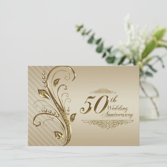 50th Wedding Anniversary Invitation Card (Standing Front)