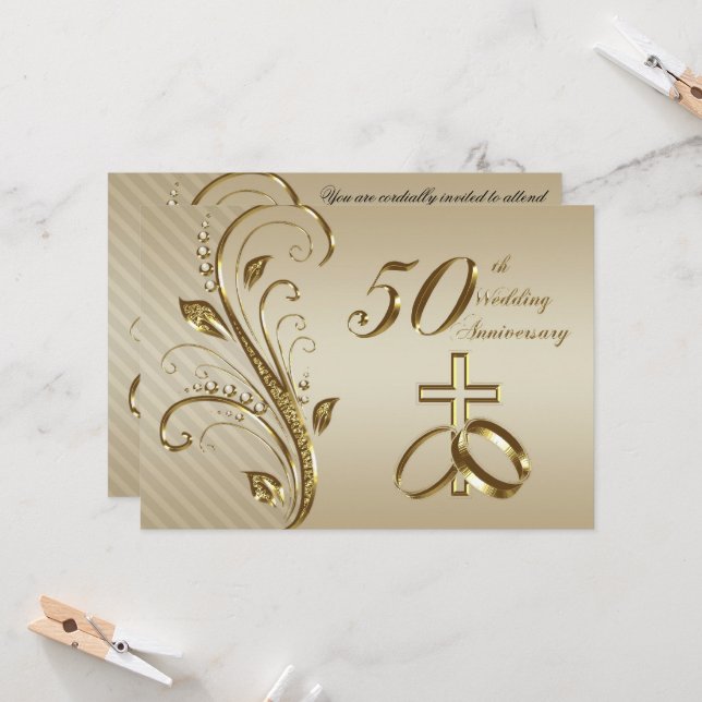 50th Wedding Anniversary Invitation Card (Front/Back In Situ)