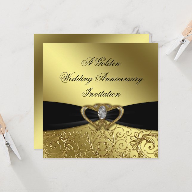 50th Wedding Anniversary Invitation Card (Front/Back In Situ)