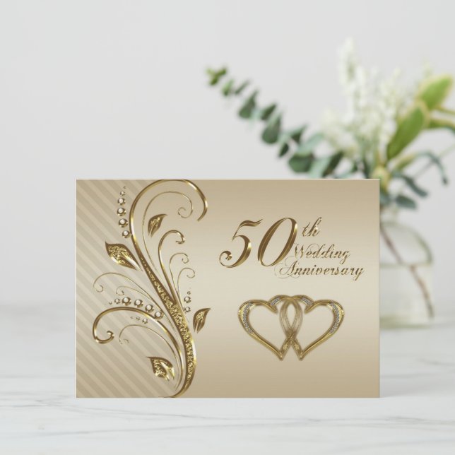 50th Wedding Anniversary Invitation Card (Standing Front)