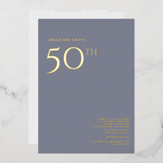 50th Wedding Anniversary Invitation Dusty Blue