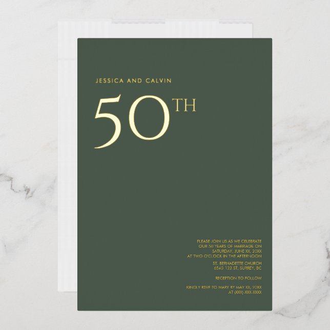 50th Wedding Anniversary Invitation Dusty Green (Envelope)