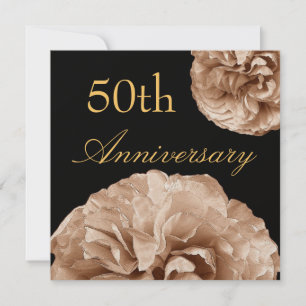 50th Wedding Anniversary Invitation GOLD Roses