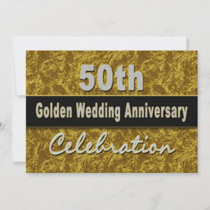 50th Wedding Anniversary Invitation - Golden