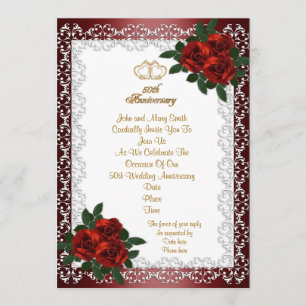 50th Wedding Anniversary invitation red roses