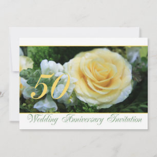 50th Wedding Anniversary Invitation - Yellow Rose