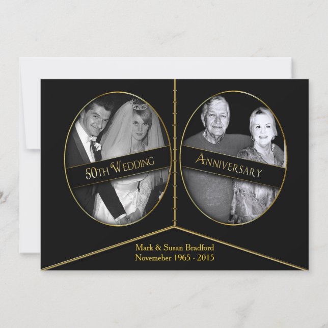 50th Wedding Anniversary Invitations -Double Frame (Front)