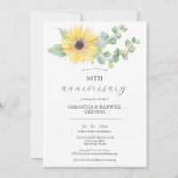 50th Wedding Anniversary Invitations Sunflower