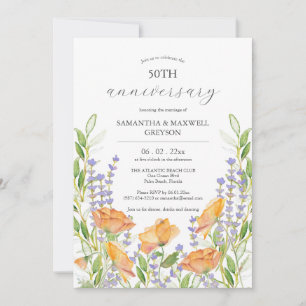 50th Wedding Anniversary Invitations Wildflowers