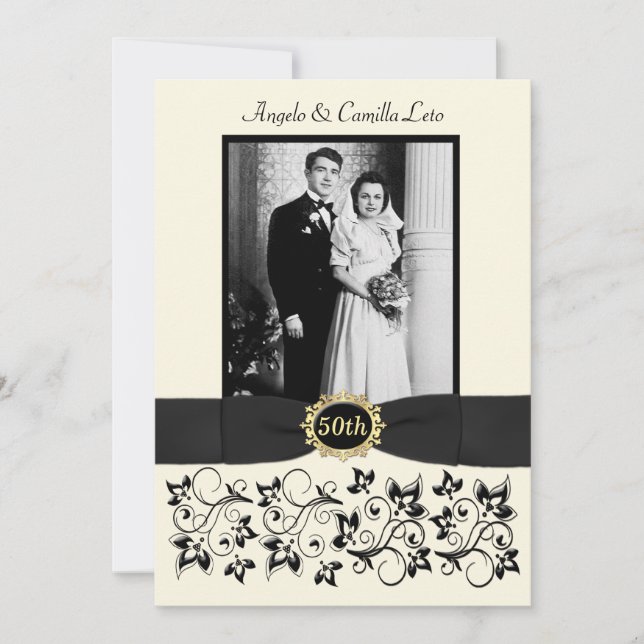 50th Wedding Anniversary Invite - Ivory (Front)