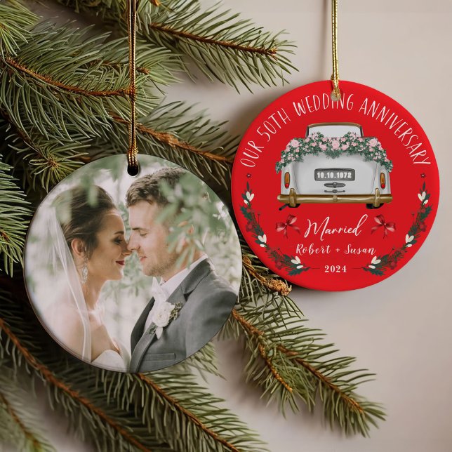 50th Wedding Anniversary Keepsake Design Ornament (Creator Uploaded)