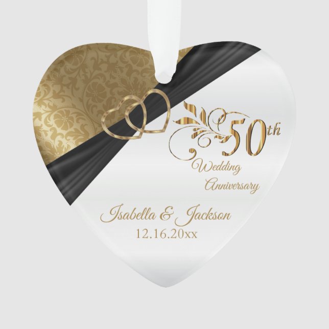 50th Wedding Anniversary Keepsake Design Ornament (Front)