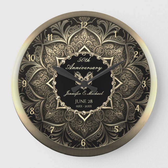 50th Wedding Anniversary Large Clock (Front)