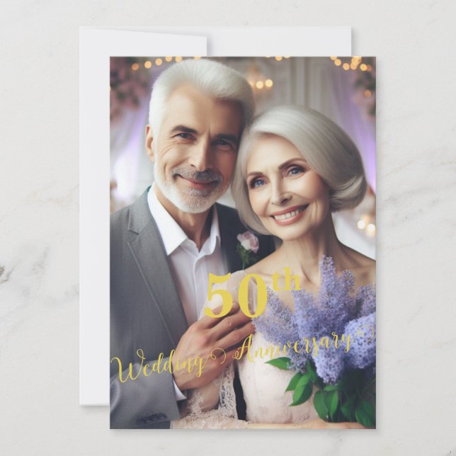50th wedding anniversary Lilac Vineyard | Photo Invitation (Front)