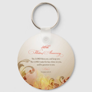 50th Wedding Anniversary, Lord Bless & Keep Key Ring