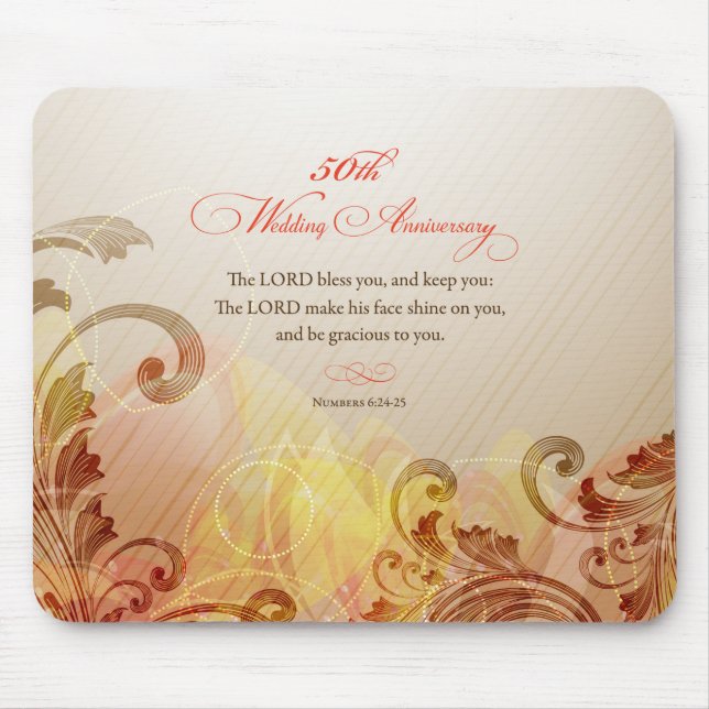 50th Wedding Anniversary, Lord Bless & Keep Mouse Mat (Front)