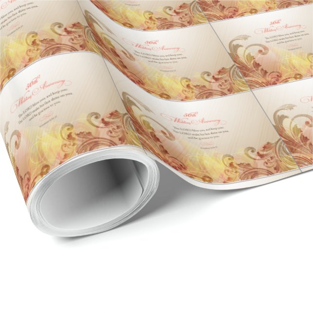 50th Wedding Anniversary, Lord Bless & Keep Wrapping Paper (Roll Corner)