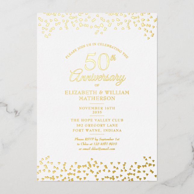 50th Wedding Anniversary Love Hearts Gold (Front)