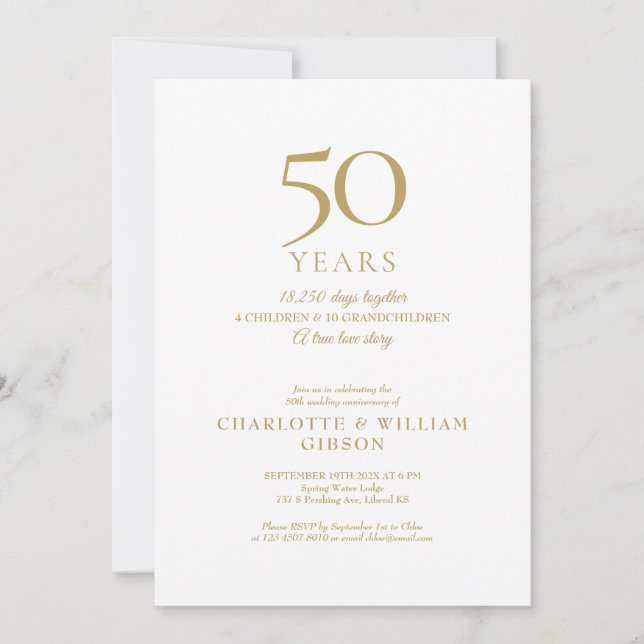 50th Wedding Anniversary Memories Gold Photo Invitation (Front)