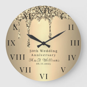 50th Wedding Anniversary Modern Elegant Fiftieth  Large Clock