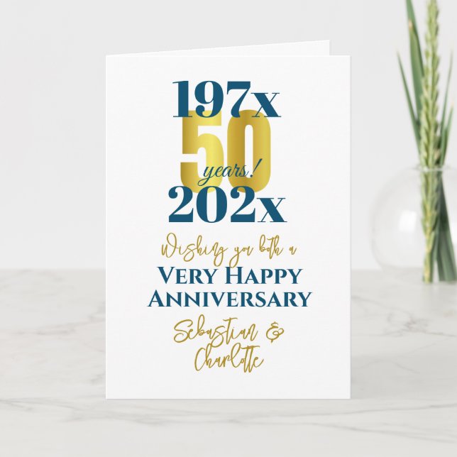 50th Wedding Anniversary Modern Typography Card (Front)
