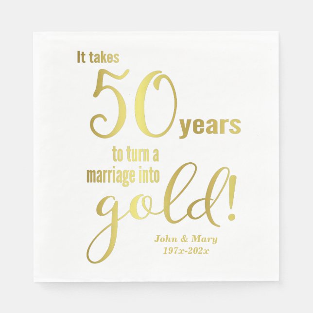 50th Wedding Anniversary Napkin (Front)