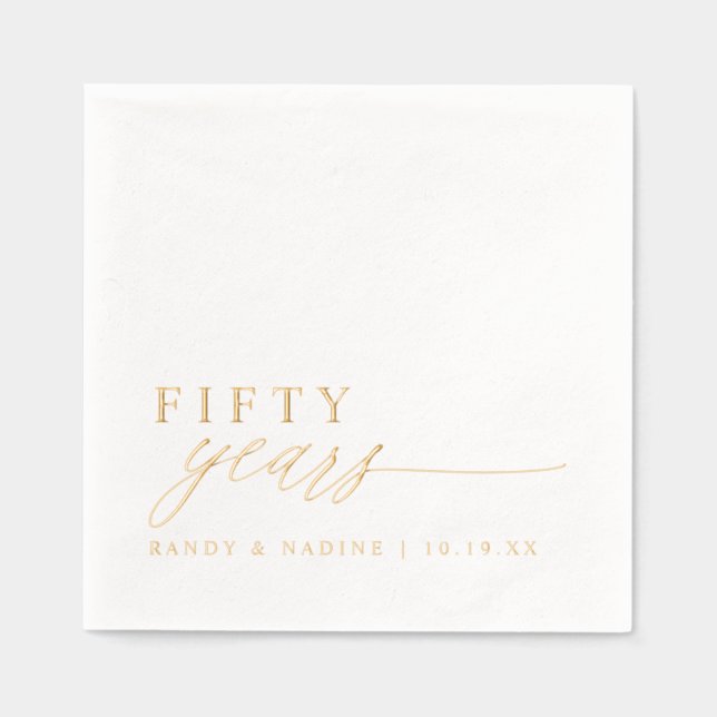 50th Wedding Anniversary Napkins Elegant Gold (Front)