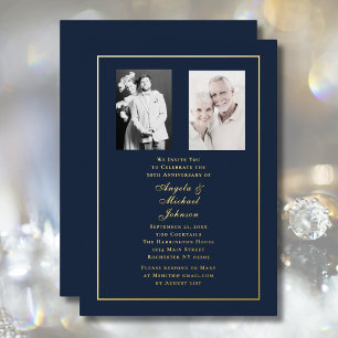 50th Wedding Anniversary Navy Gold Border  