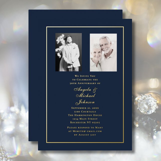 50th Wedding Anniversary Navy Gold Border   (Creator Uploaded)