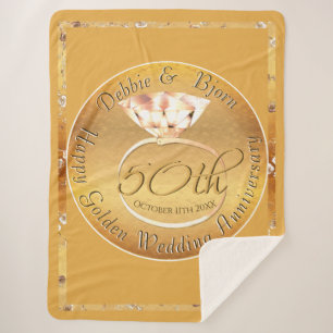 50th Wedding Anniversary Ochre & Roses Sherpa Blanket