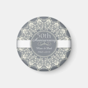 50th Wedding Anniversary ornamental round lace Magnet