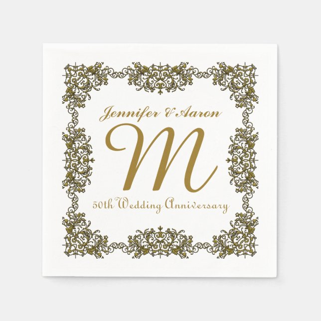 50th Wedding Anniversary Paper Napkins (Front)