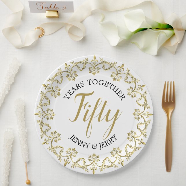 50th Wedding Anniversary Paper Plate (Wedding)