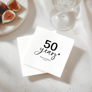 50th Wedding Anniversary Party Black And White Napkin