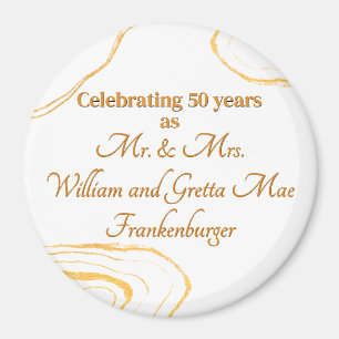 50th Wedding Anniversary Party Gold and white Magnet