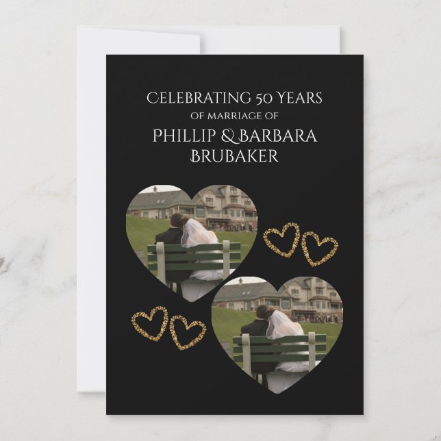 50th Wedding Anniversary Party Modern Simple Photo Invitation (Back)