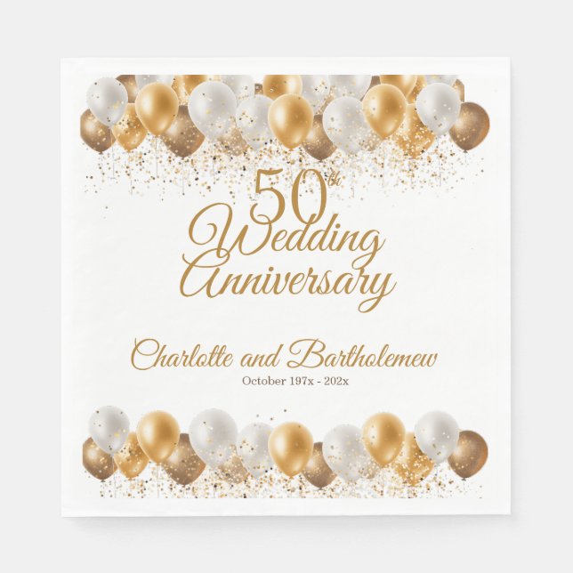 50th Wedding Anniversary Party Napkin (Front)