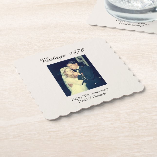 50th Wedding Anniversary Party Personalised Photo Paper Coaster (Angled)