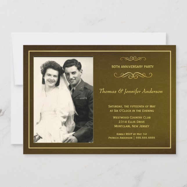 50th Wedding Anniversary Party Photo Invitations (Front)