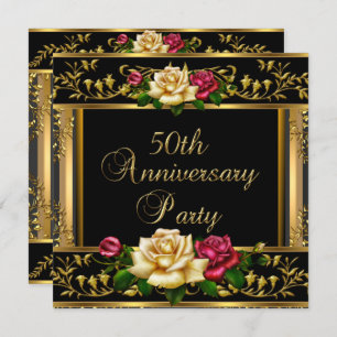 50th Wedding Anniversary Party Rose Gold Vintage Invitation