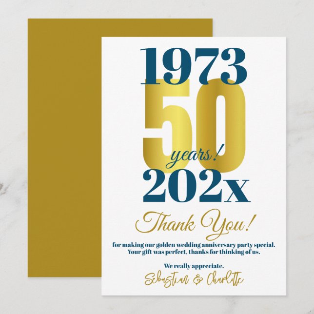 50th Wedding Anniversary Party Thank You (Front/Back)