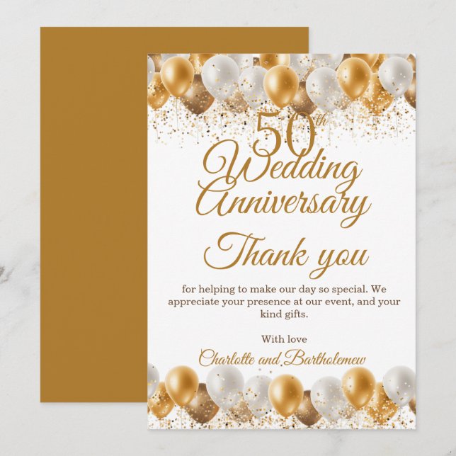 50th Wedding Anniversary Party Thank You Card (Front/Back)