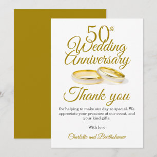 50th Wedding Anniversary Party Thank You Card