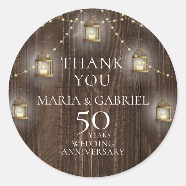 50th Wedding Anniversary Party Thank You Classic Round Sticker (Front)
