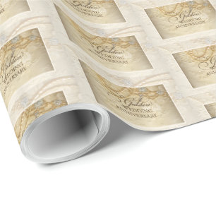 50th Wedding Anniversary Pearls and Lace Wrapping Paper