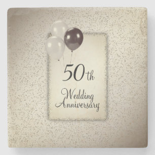 50th Wedding Anniversary Pedestal Sign Stone Coaster